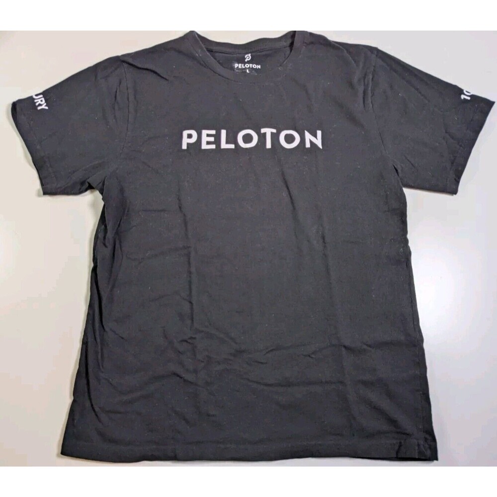 Peloton Short Sleeve Century 100 Cycling T-Shirt Black Cotton Adult Men Size L